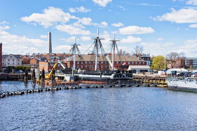 Ship at Charlestown peninsula in Boston MA