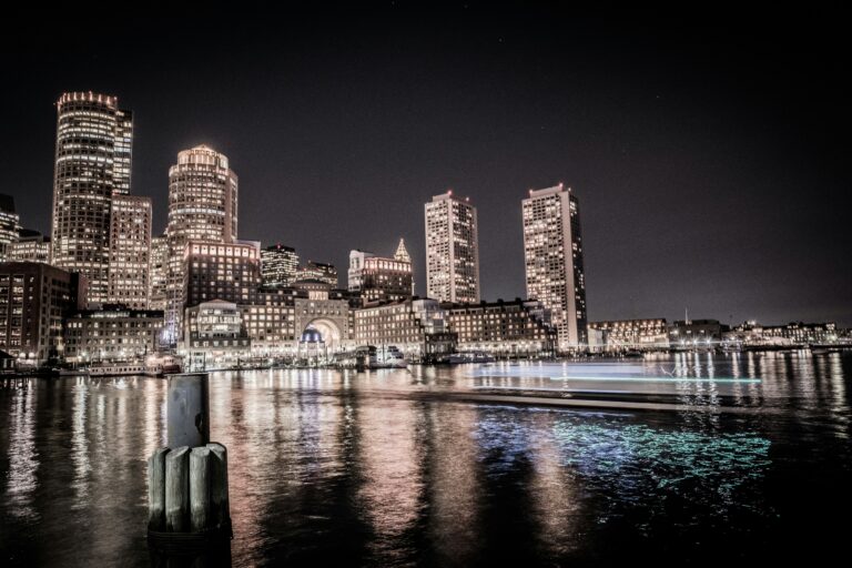 Boston Waterfront Cityscape New Year's Eve